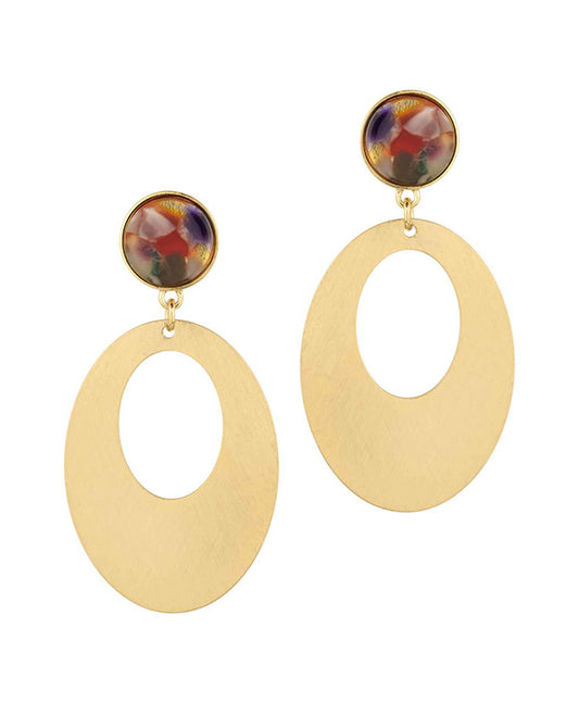 Acetate & Metal Oval Post Earring