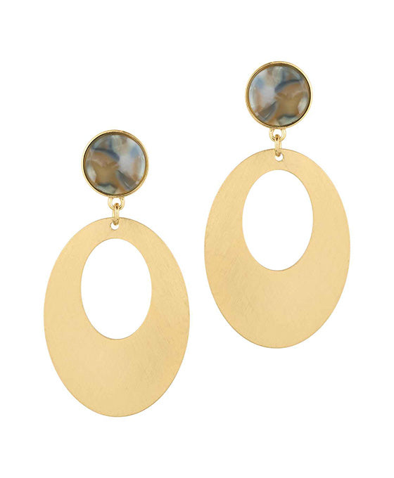 Acetate & Metal Oval Post Earring