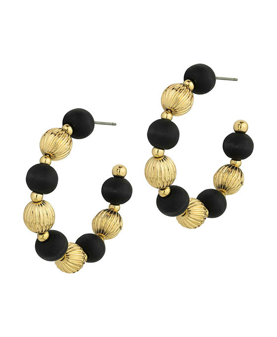 40mm Wood & Metal Hoop Earring