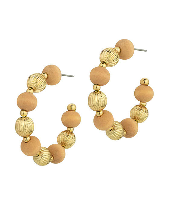 40mm Wood & Metal Hoop Earring