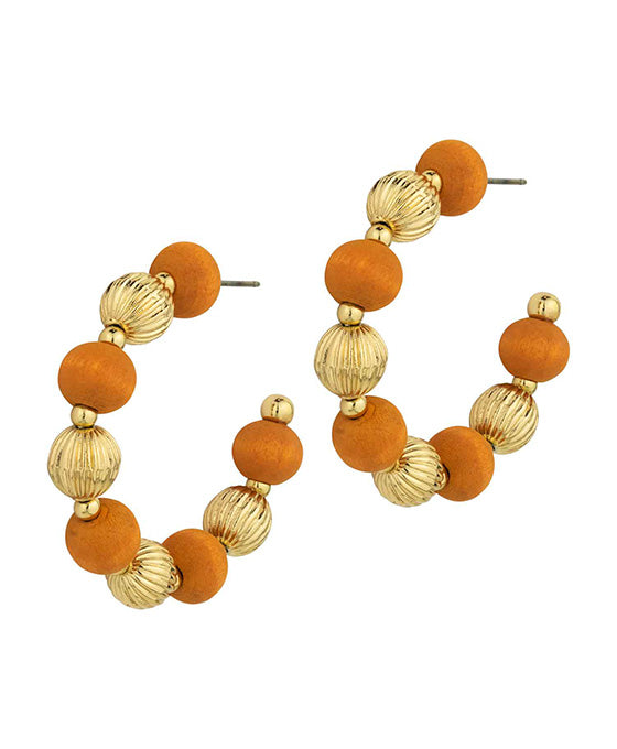 40mm Wood & Metal Hoop Earring