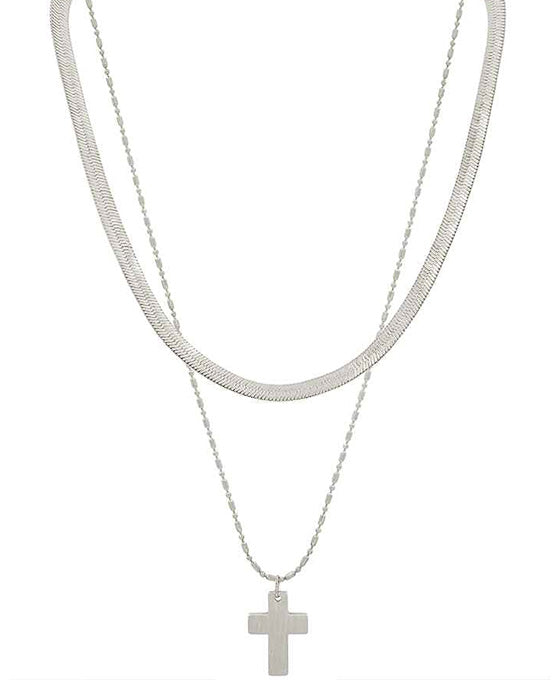 Snake Chain Cross Pendant Necklace