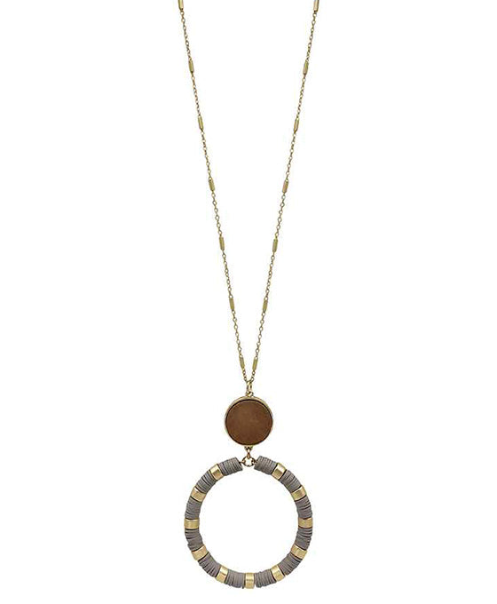 Rubber & Wood Pendant Necklace