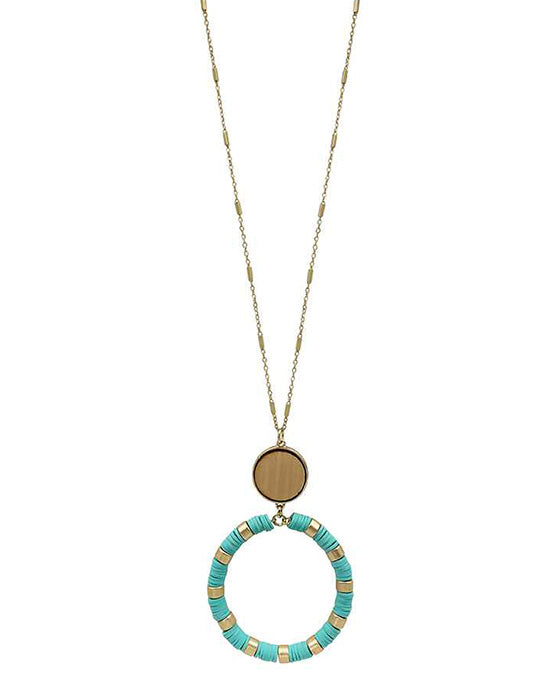 Rubber & Wood Pendant Necklace