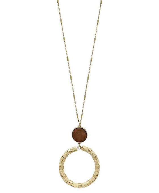 Rubber & Wood Pendant Necklace