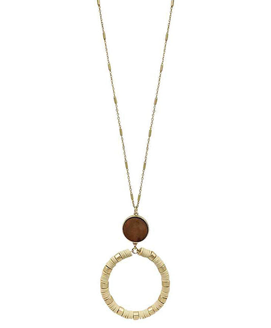 Rubber & Wood Pendant Necklace