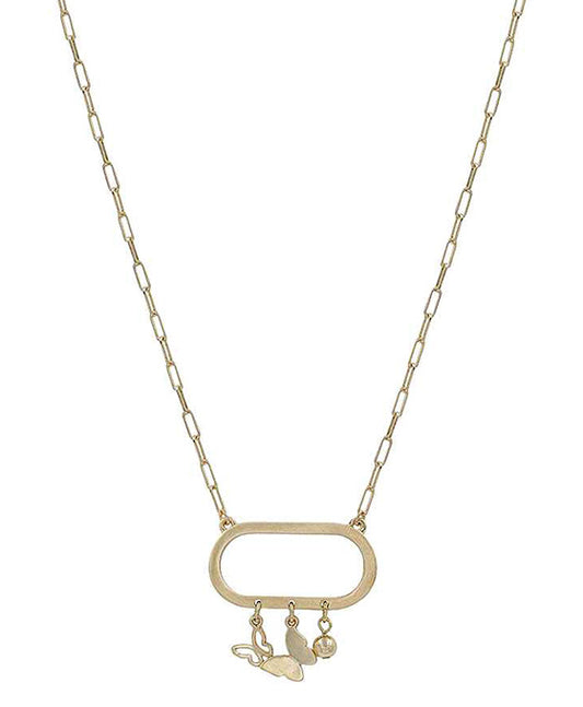 Butterfly Metal Ball Necklace