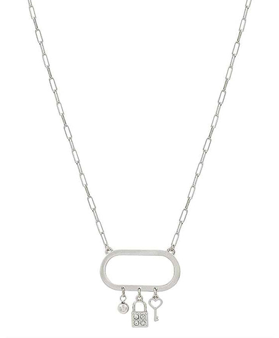 Paved Lock Metal Ball Necklace