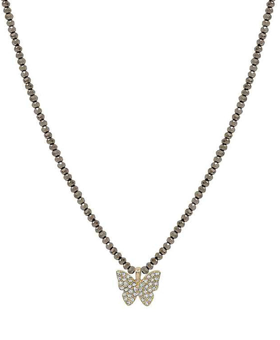 Pave Butterfly Pendant Necklace