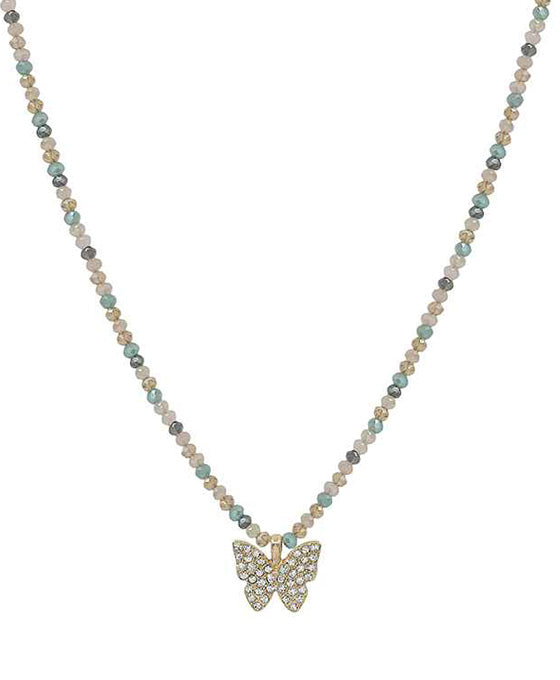 Pave Butterfly Pendant Necklace