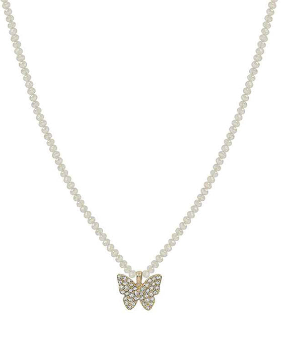 Pave Butterfly Pendant Necklace