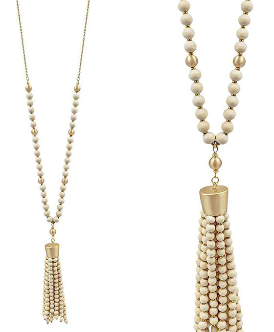 Wood Beads w/ Tassel Necklace