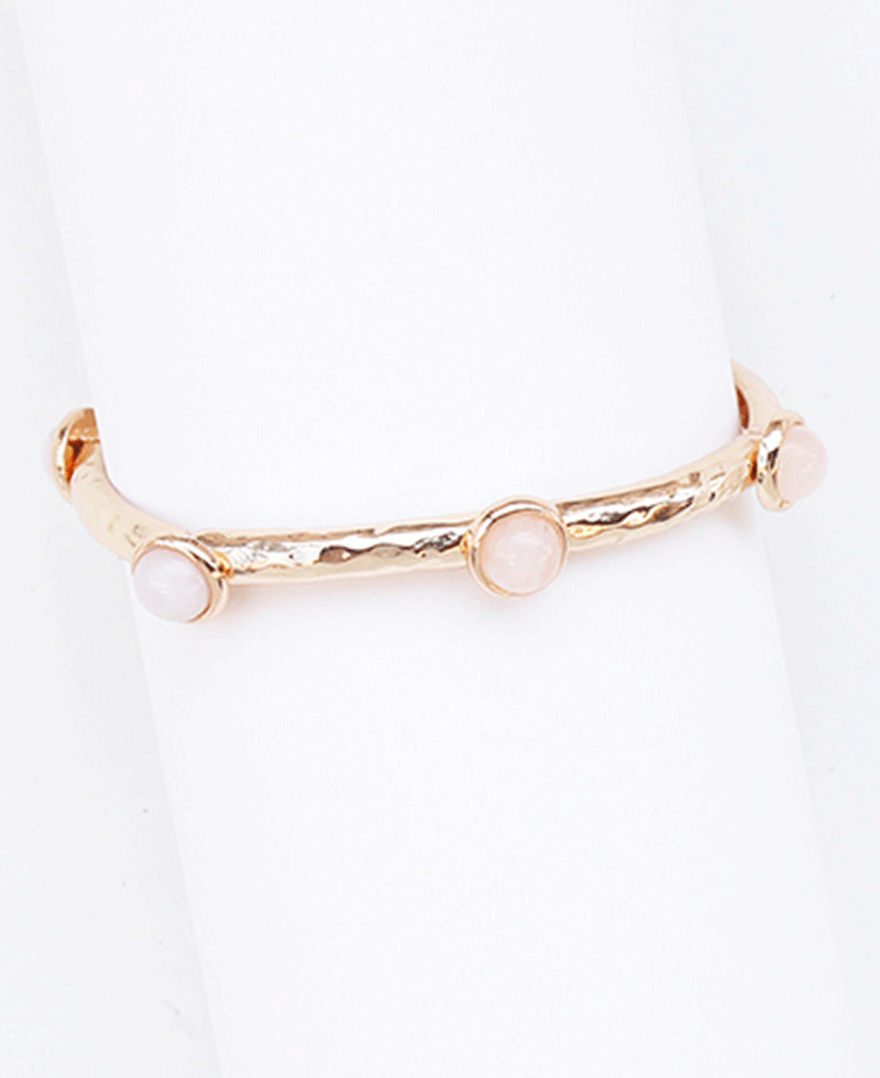 Hammered Texture w/ Stone Station Bangle