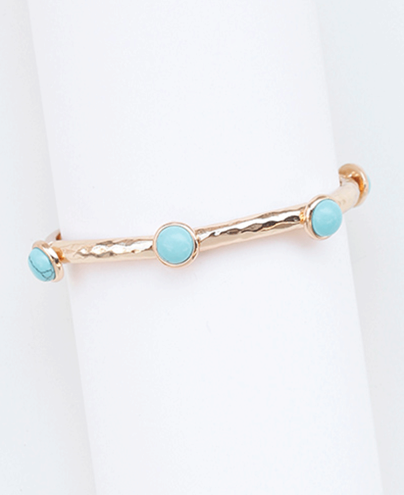 Hammered Texture w/ Stone Station Bangle