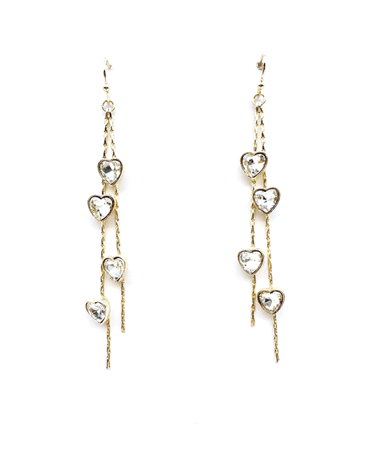 Four Heart Crystal Chain Dangle Earring