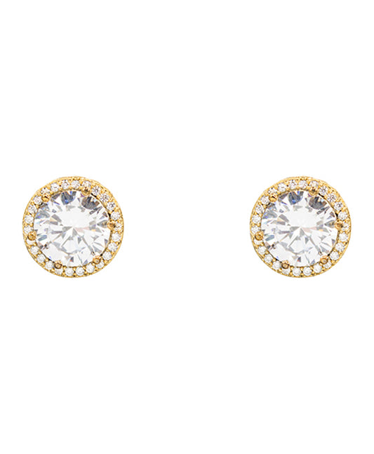 14KT Gold Dipped Round CZ Earring