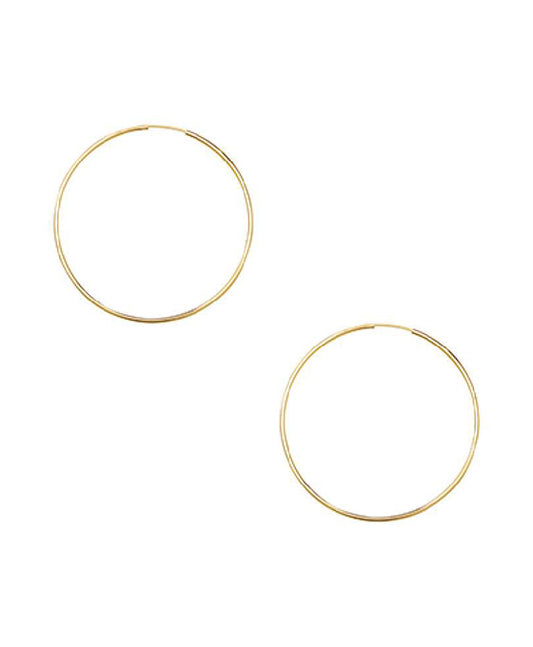 14KT Gold Dipped Thin Hoop Earring - 60mm