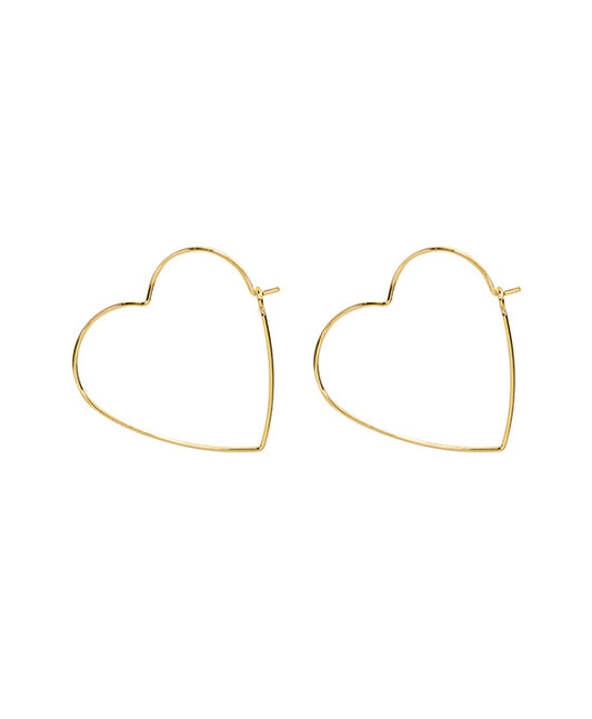 14K Gold Dipped 40mm Heart Hoop Earring