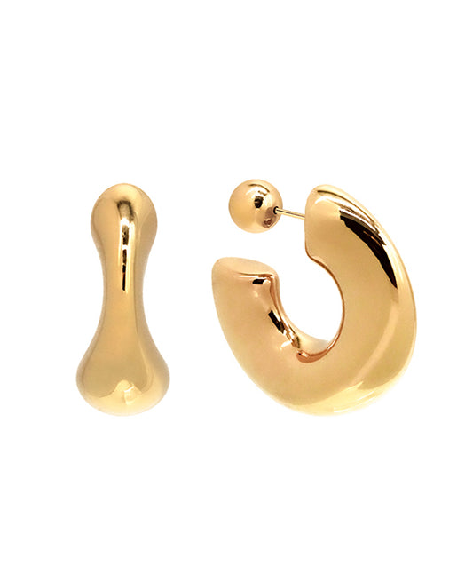 Gold Dipped Crooked Tube Hoop Earring