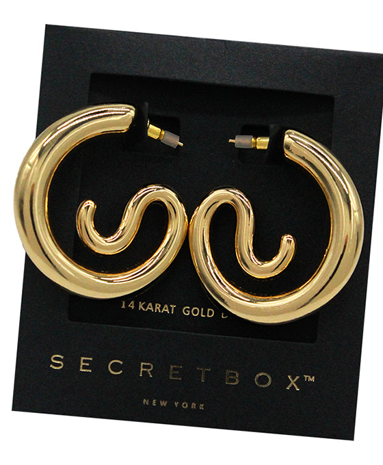 Gold Dipped Swirl Tube Hoop Earring