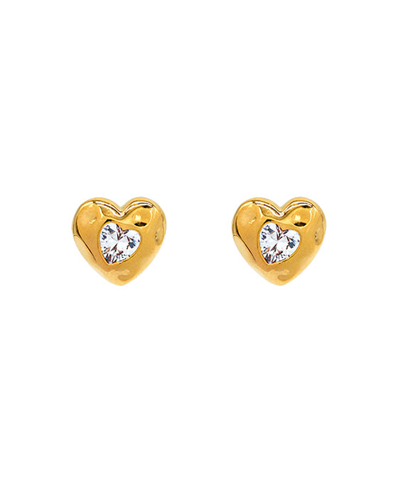 Gold Dipped Heart w/ CZ Stud Earring