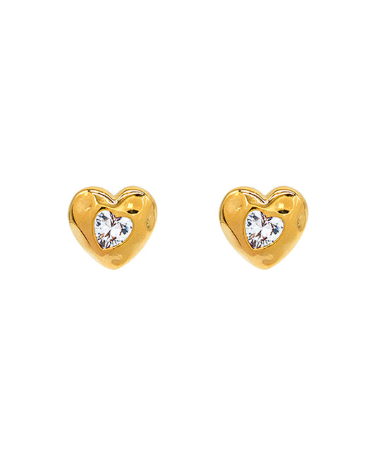 Gold Dipped Heart w/ CZ Stud Earring