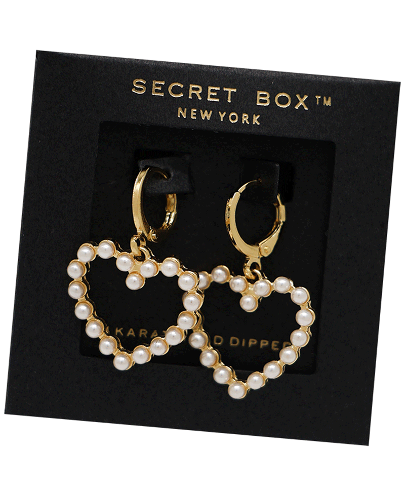 14K Gold Dipped Pearl Paved Heart Earring