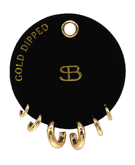 14K Gold Dipped 3 Set Hoop Earring