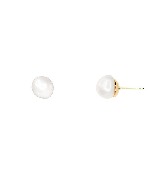 14KT Gold Dipped 10mm Genuine Pearl Earring