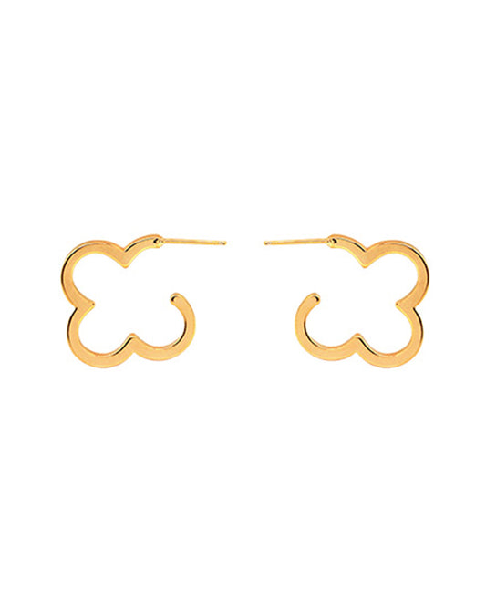 14KT Gold Dipped 25mm Clover Hoop Earring