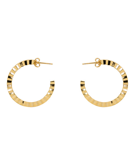 14KT Gold Dipped 30mm Zigzag Hoop Earring