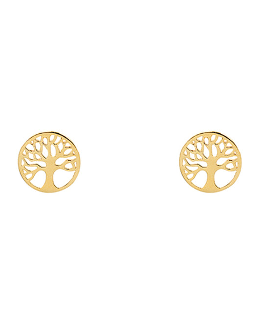 14K Gold Dipped Tree of Life Stud Earring