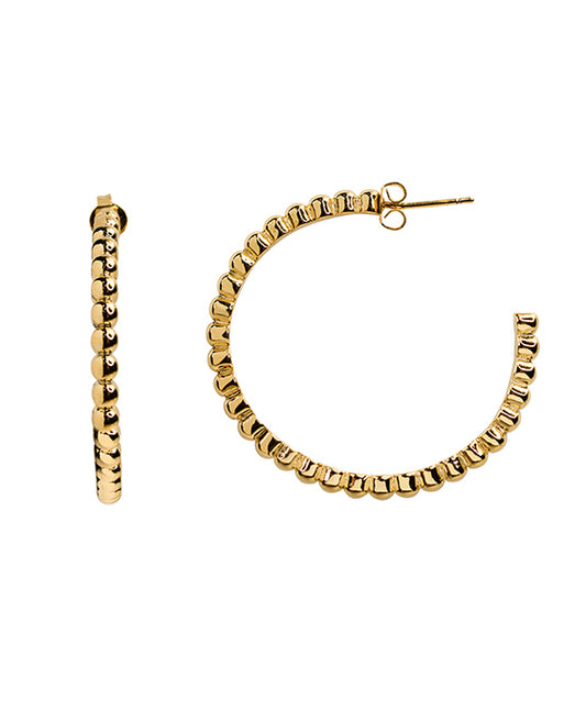 14KT Gold Dipped 40mm Ball Hoop Earring