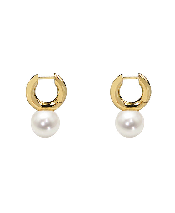 14K Gold Dipped Pearl Huggie Earring