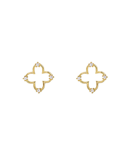 14K Gold Dipped Clover CZ Earring