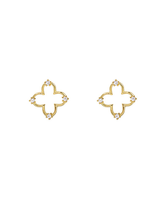 14K Gold Dipped Clover CZ Earring