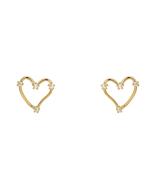 14KT Gold Dipped Heart CZ Earring