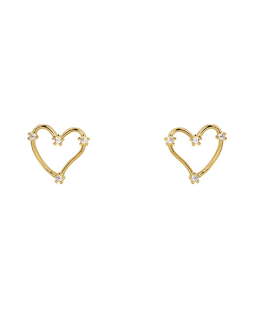 14KT Gold Dipped Heart CZ Earring