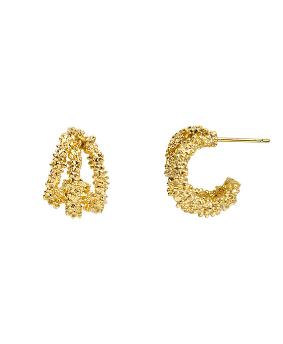 14K Gold Dipped 3 Line Hoop Earring