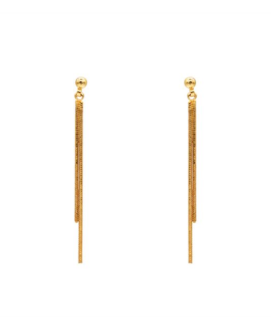 14K Gold Dipped Double Chain Stud Earring