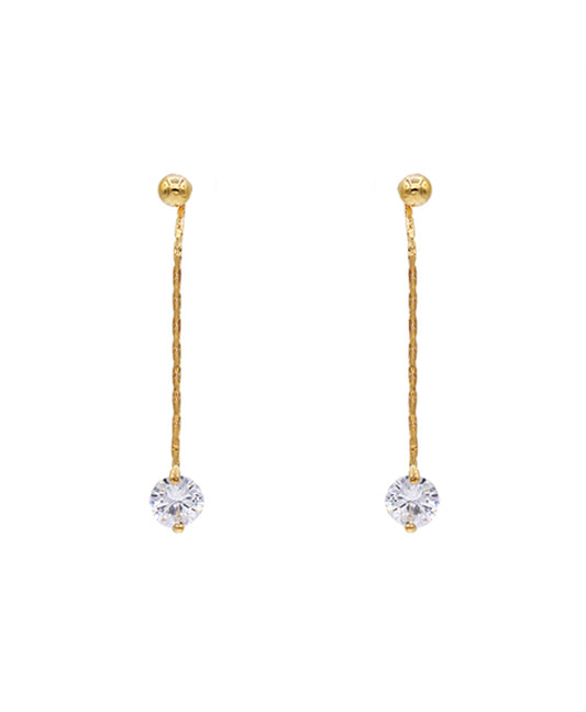 14K Gold Dipped Chain CZ Dangle Earring