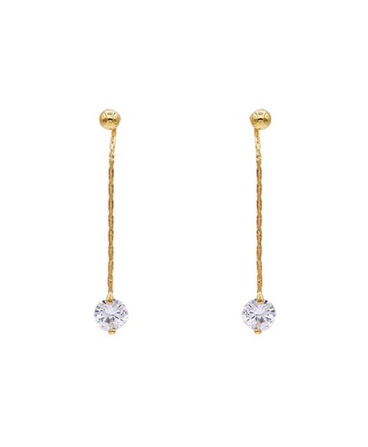 14K Gold Dipped Chain CZ Dangle Earring