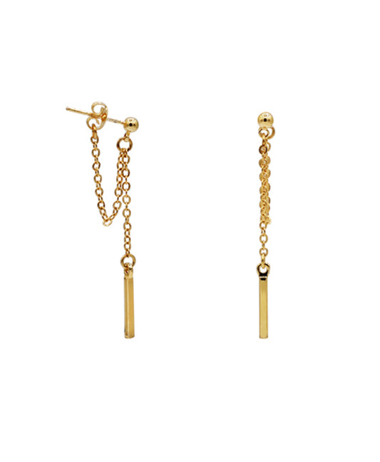 14K Gold Dipped Chain Link Bar Drop Earring