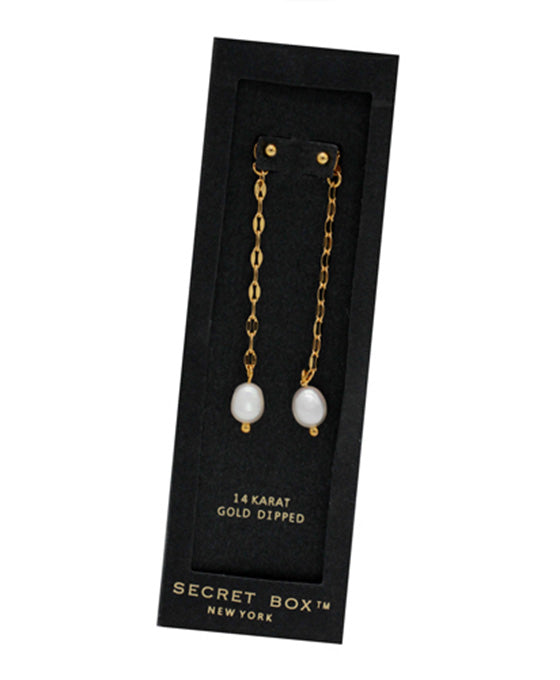 14K Gold Dipped Pearl Chain Earring