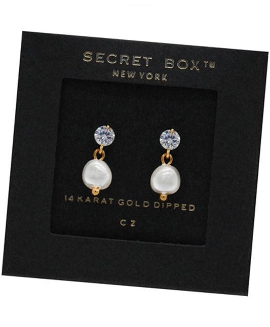 14K Gold Dipped CZ Pearl Earring