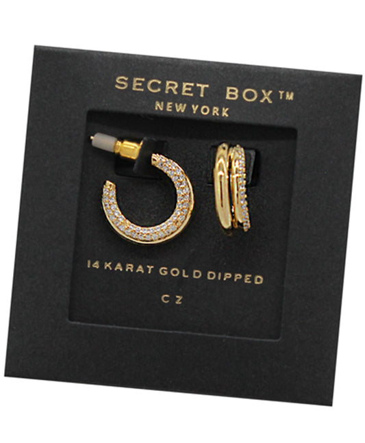 14K Gold Dipped Paved Tube Hoop Earring