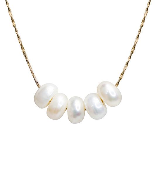 14K Gold Dipped Round Pearl Necklace