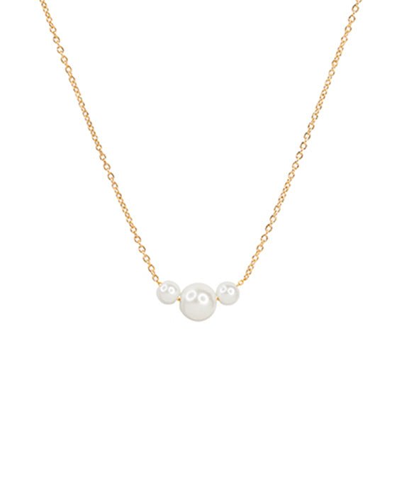 14K Gold Dipped Triple Pearl Necklace