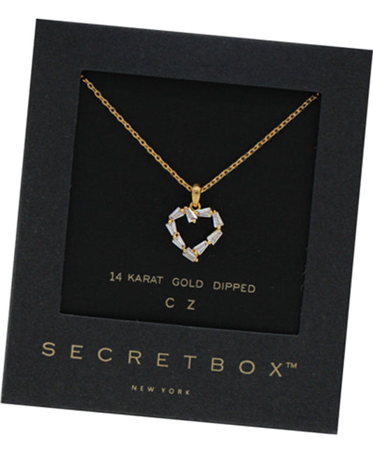 14K Gold Dipped Heart Baguette CZ Necklace