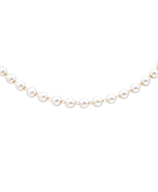 14K Gold Dipped 0.75mm Pearl Linked Necklace
